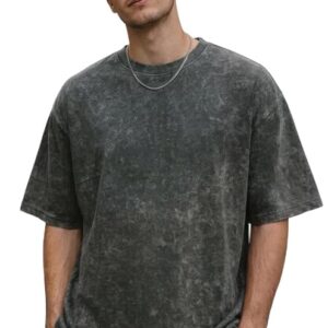 boffi ... 100% Cotton Oversized T-Shirt Unisex Drop Shoulder Dye Washed Street Look Black Pack of 1